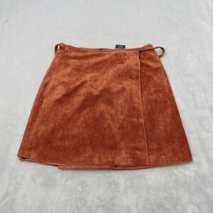 Blank Nyc Skirt Womens 24 XS Rust Brown Mini Lined Wrap New Faux Suede